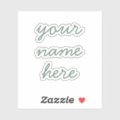 Sage Custom Name Simple Minimal Script Stickers (Feuille)