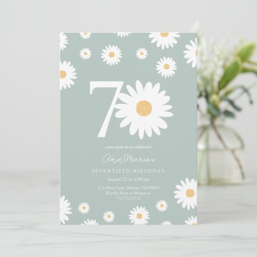 Sage Daisy 70e anniversaire Invitation (Debout devant)