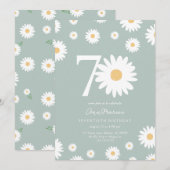 Sage Daisy 70ste verjaardag uitnodiging (Voorkant / Achterkant)