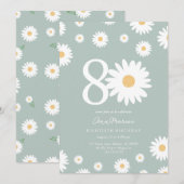 Sage Daisy 80ste verjaardag uitnodiging (Voorkant / Achterkant)