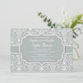 Sage Damask Invitation Kaart (Staand voorkant)