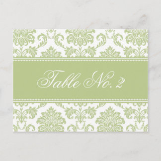 Sage Damask Weduwingnummer Briefkaart