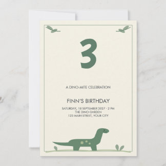 Sage Dinosaur Cream Foliage Kinderverjaardag Kaart