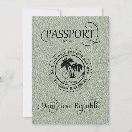 Sage Dominicaanse Republiek paspoort Opslaan Datum Save The Date (Voorkant)