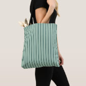 Sage & donkergroene gestreepte Canvas tas (Dichtbij)