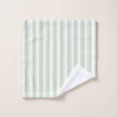 Sage doux Vert et Blanc Ticking Stripe (Gant de toilette)