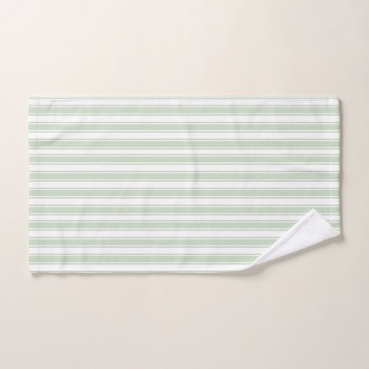 Sage doux Vert et Blanc Ticking Stripe (Serviette à main)