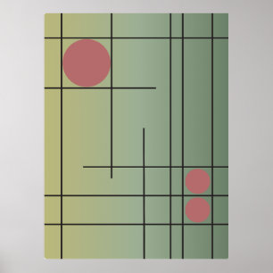 Sage Drift No. 1 — Moderne Geometrische Muurkunst Poster