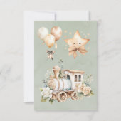 Sage Dusty Baby shower de train bleu Merci Cartes (Dos)