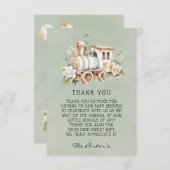 Sage Dusty Blue Train Baby shower Dank u kaarten (Voorkant / Achterkant)
