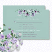 Sage Dusty Violet Romantique Menu Mariage RSVP