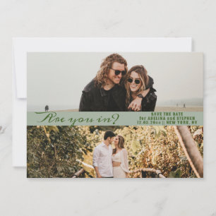 Sage Eenvoudig Script Twee Fotogalerij QR CODE Save The Date