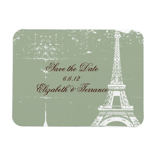 Sage Eiffel Tower Save the Date Wedding Magnets Magneet (Horizontaal)