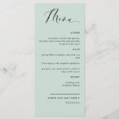 Sage Elegant Calligraphie Mariage / Menu Réception (Devant)