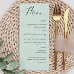 Sage Elegant Calligraphie Mariage / Menu Réception<br><div class="desc">Elégante sauge verte mariage ou dîner réception Carte menu. Contemporain, simple et élégant design avec belle calligraphie manuscrite moderne. Couleur arrière - plan avant et arrière en vert sauge et en noir. Possibilité de changer la couleur de l'arrière - plan avant et/ou de l'arrière en sélectionnant "customiser plus loin". Design...</div>