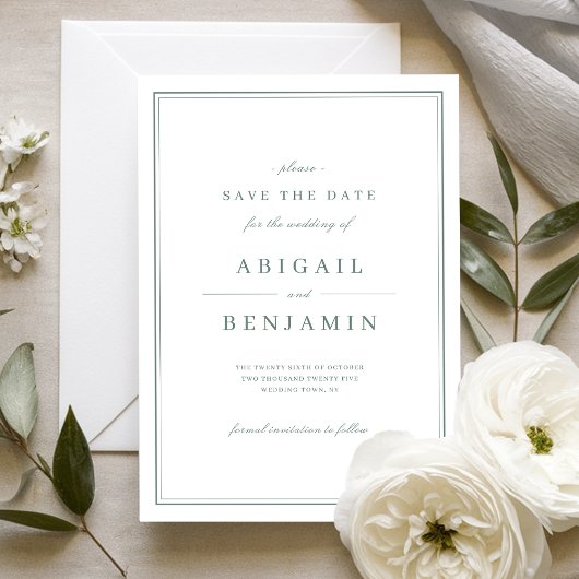 Sage Elegant gold classy minimalist save the date
