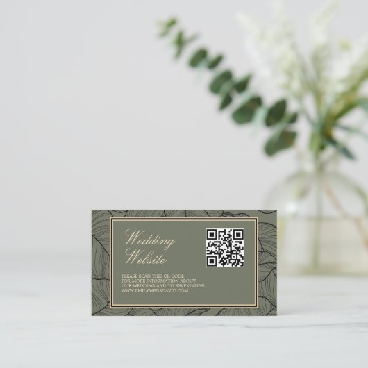 Sage Elegant QR Code Classic Informatiekaartje (Staand voorkant)