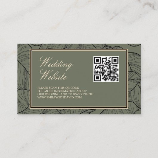 Sage Elegant QR Code Classic Informatiekaartje (Voorkant)