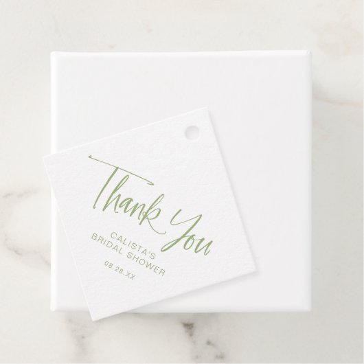 Sage Elegant Script Vrijgezellenfeest Bedankt Bedankjes Labels (In situ)