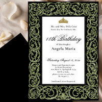 Sage élégant vert Invitation 18 ans Débutante