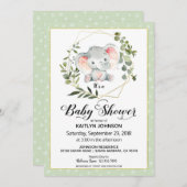 Sage Elephant Modern Baby shower Kaart (Voorkant / Achterkant)