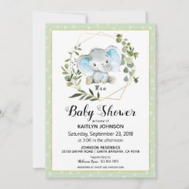 Sage Elephant Modern Baby shower Kaart