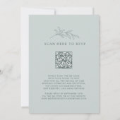 Sage Emerald Monogram QR Code Huwelijk Kaart (Achterkant)