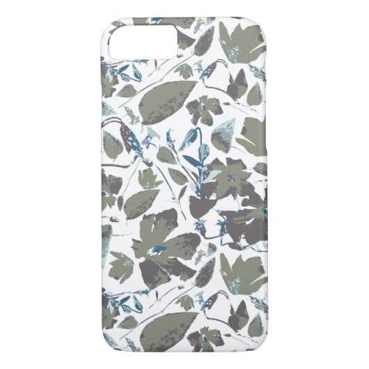 Sage en Blauwgroen-Blue Floral Waterverf Patroon Case-Mate iPhone Case (Achterkant)