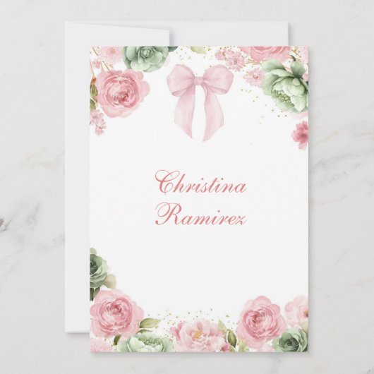 Sage en Blush Roze Coquette Boog Sprookjeskasteel Kaart (Achterkant)