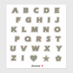 Sage en Bronze Capital Letters Alphabet Monogram Sticker