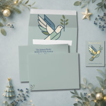 Sage en Ivory Grafische Duif Kerstkaart Match