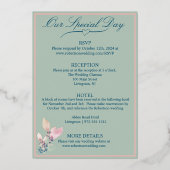 Sage en Roze Bloemen Bruiloft Folie Uitnodiging (Achterkant)