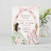Sage en Roze Blush Coquette Strik Sprookjeskasteel Kaart (Staand voorkant)