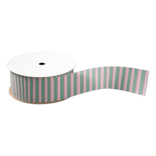 Sage en roze ombre Thin Stripe Grosgrain Ribbon Grosgrain Lint (Spoel)