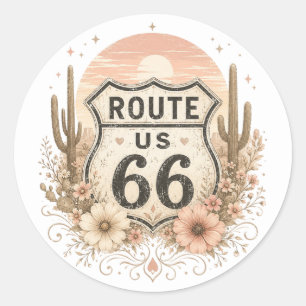 Sage en Roze Snelweg Embleem Ronde Sticker
