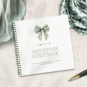 Sage En vichy Coquette Bow Baby shower livre d'or