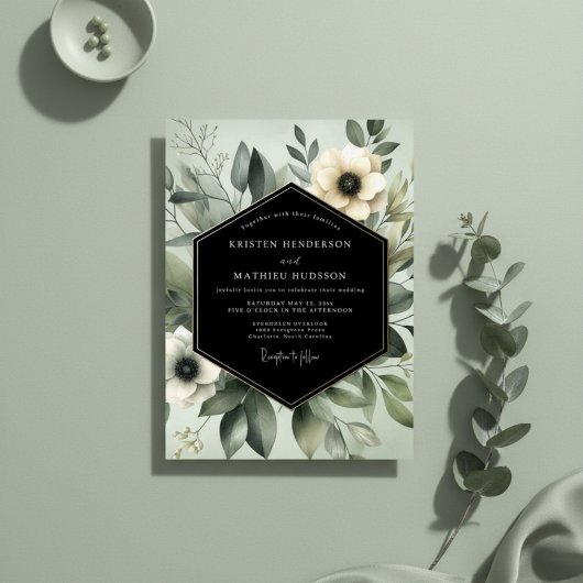 Sage Ethereal Flora Wedding Kaart