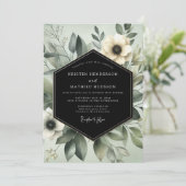 Sage Ethereal Flora Wedding Kaart (Staand voorkant)