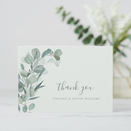 Sage Eucalyptus Bedankkaart (Staand voorkant)