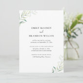 Sage Eucalyptus Greenery Elegant Wedding Reception Kaart (Staand voorkant)