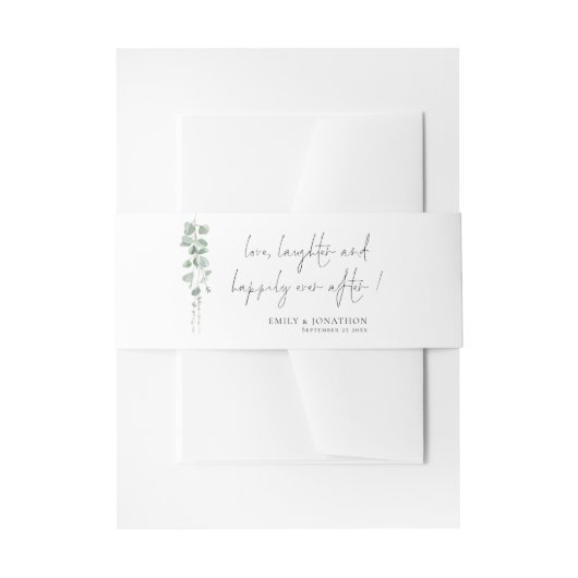 Sage Eucalyptus Liefde Lachen Namen Bruiloft Uitnodigingen Wikkel (Voorkant Voorbeeld)