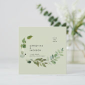 Sage Eucalyptus Wedding Save the Date (Staand voorkant)