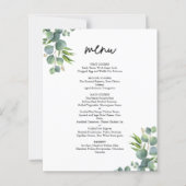 Sage Eucalyptus Woodland Wedding Menu (Voorkant)