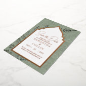 Sage Evergreen Fern Botanical Bewaar de datum Folie Uitnodiging (Gedraaid)