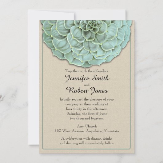 Sage Faire-part de mariage Succulent (Devant)