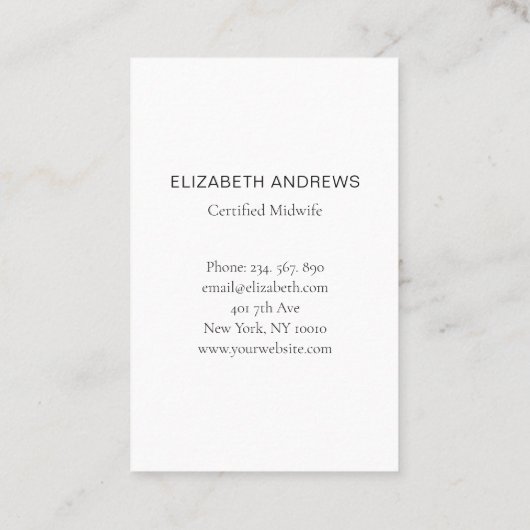 Sage-femme, Storch, carte de visite tout simplemen (Dos)