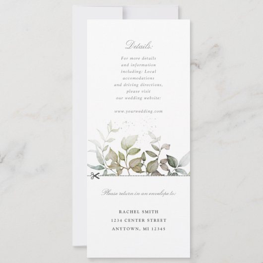 Sage feuille invitation de mariage avec rsvp attac (Dos)