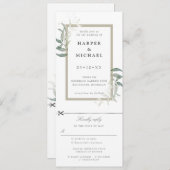 Sage feuille invitation de mariage avec rsvp attac (Devant / Derrière)