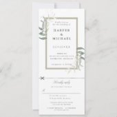 Sage feuille invitation de mariage avec rsvp attac (Devant)