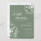 Sage Floral 100ste verjaardagsfeest Kaart (Voorkant)